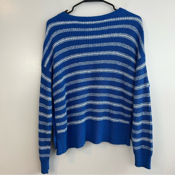 CAbi Blue/White Striped Knit Pullover Sweater w/ Buttons Size Medium #6165 - Picture 9 of 14